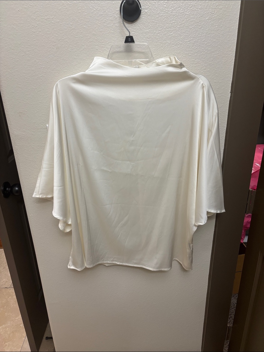 Relaxed Cream Satin Dolman Blouse